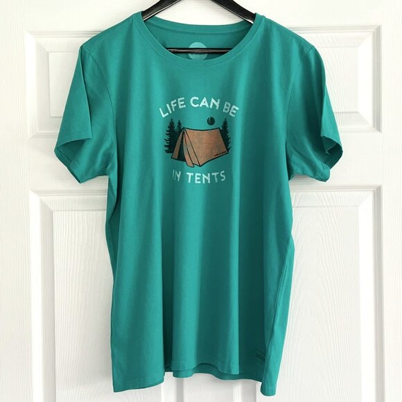 Life Is Good Life Can Be In Tents green crusher tee t-shirt size XL NWT - Picture 1 of 8